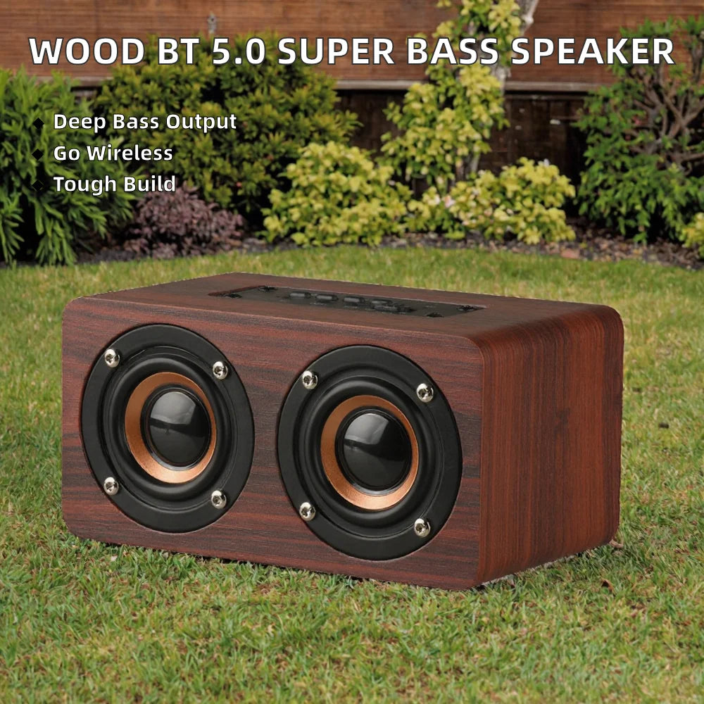 Portable Wireless Speaker Wood Sound Bar Active BT 5.0 1200mAh Battery Super Bass Stereo Handheld System 5-10W Output Home