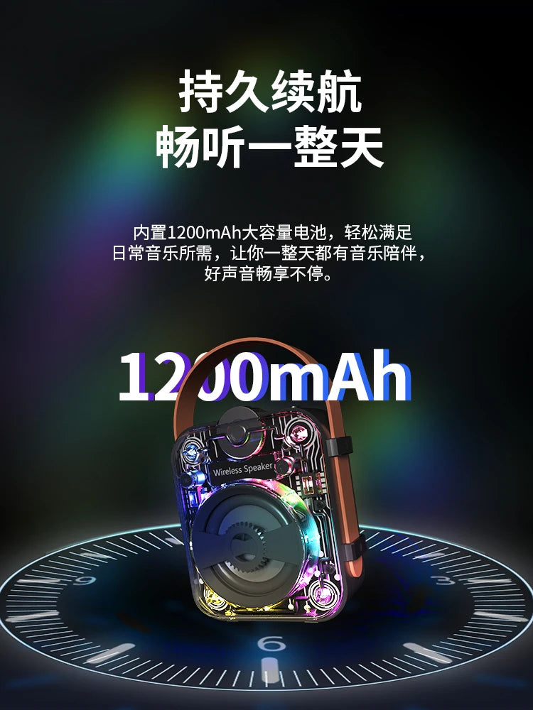 LS12 Transparent Mecha RGB Pickup Rhythm Light Game Portable Blue Tooth Mini Speaker Camping Heavy Bass Party Music Box