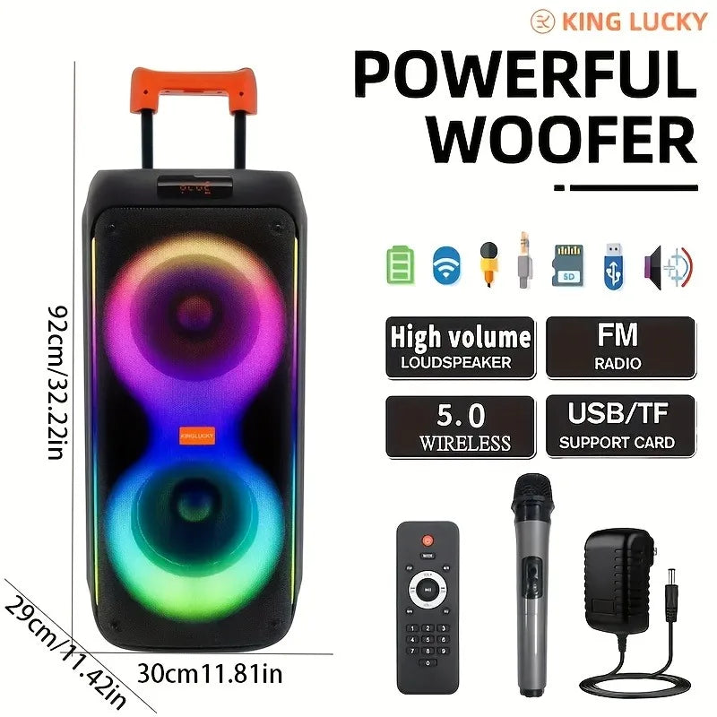 Kinglucky M17 80W High Quality Portable BT Party Speaker with RGB LED Lighting for Home Theatre Use