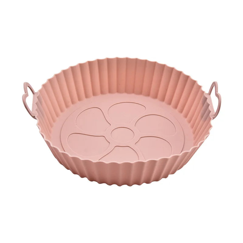 Packaged Box Commercial Use Silicone Round Air Fryer Baking Tray Microwave & Dishwasher Safe for Cooking Food