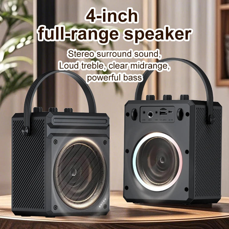 SHIDU 30W 4 Inch Loud Sound RGB Light Karaoke Party Bluetooth Portable PA System Speaker with Wireless Microphone