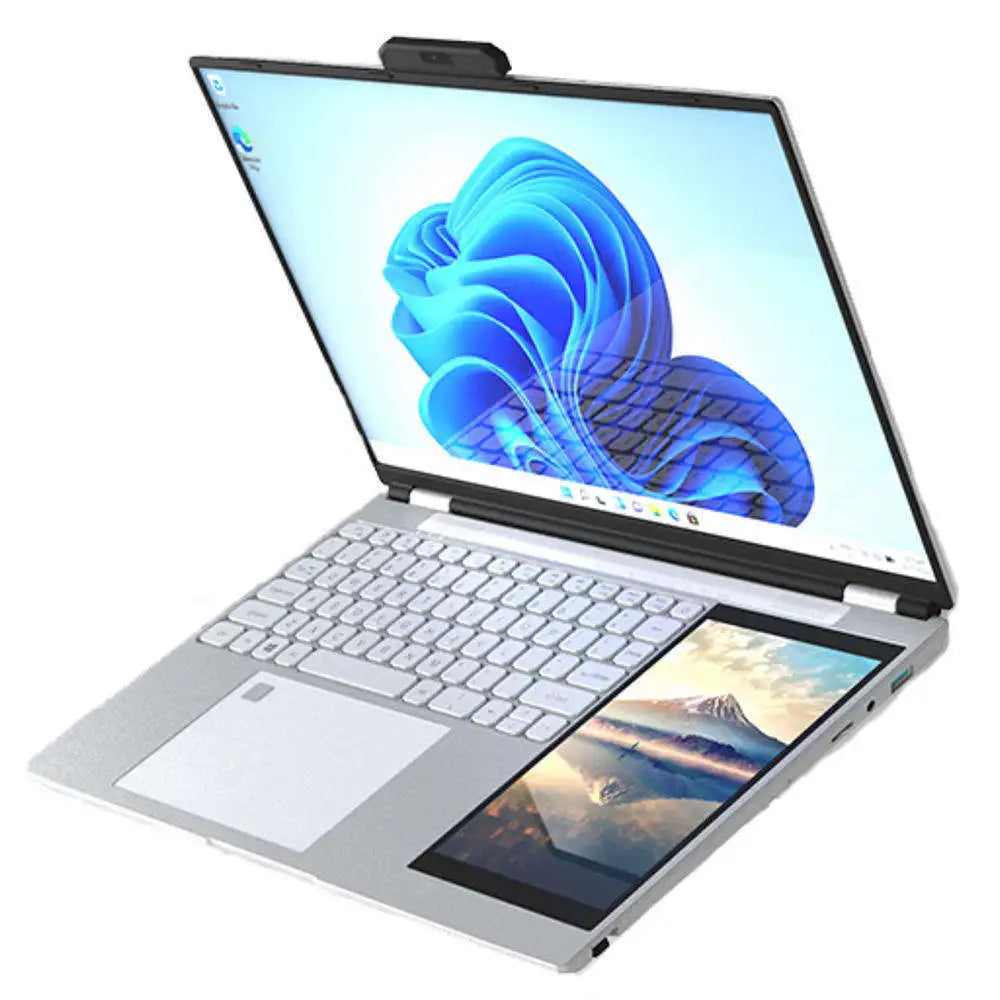 HD dual screen 15.6 inch laptop + 7-inch touch screen Office computer business laptop wholesale N100 16G 1T computer
