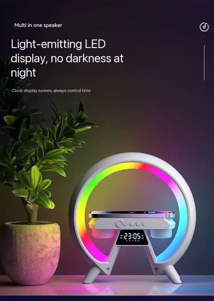 Hot Selling High Quality Wireless for 5.3 Speakers Charger with Colorful LED Light Alarm Clock USB-C Recharge Lamp 4 in 1