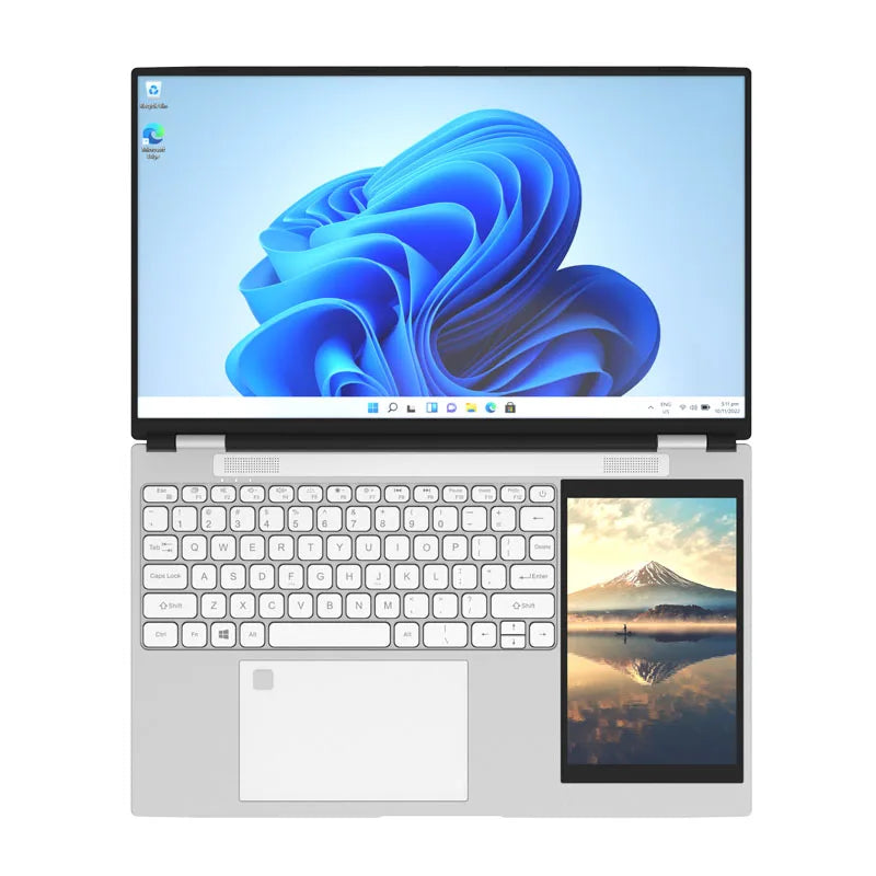 New 15.6"+7" Inch IPS 1080P OEM Intel Celeron N95 Quad Core 500GB SSD Custom Business Dual Screen Touch Wireless Office Laptop