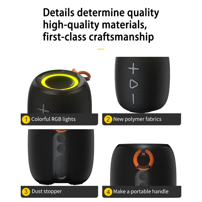 Popular New Material Wireless Speaker BT5.3 Portable Sound Equipment Subwoofer  Surround Sound Audio Neckband Speaker with Mic