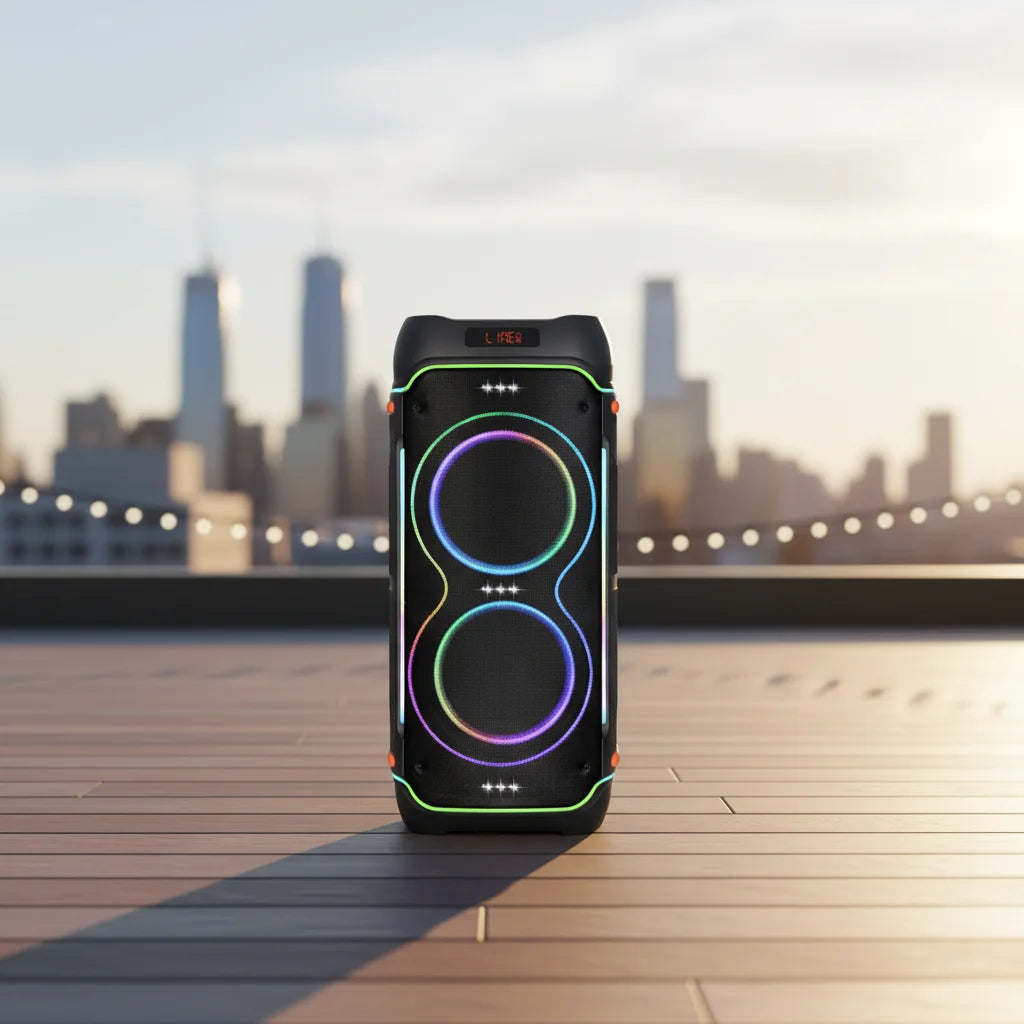 High Quality 8' Portable Party Speaker RGB LED Lights for 5.3 Wireless USB Memory Card Support 3000-5000mAh Mobile Phone