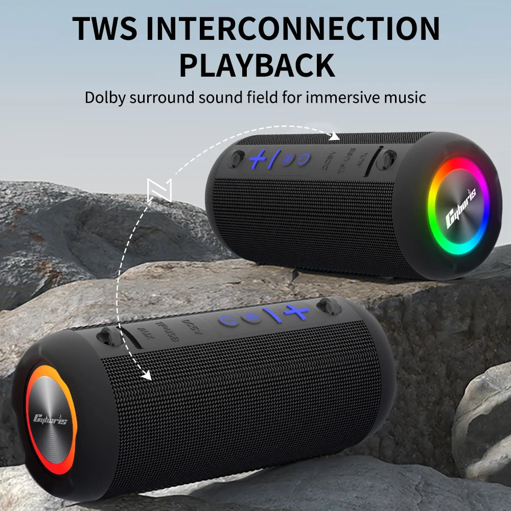 S9 Wireless Speakers 30W IPX6 Waterproof Outdoor Portable Speaker with Loud Stereo Sound, Deep Bass, RGB Lights, TWS