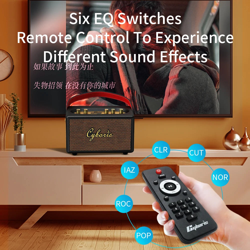 80W Karaoke Retro Speaker Powerful Portable Speaker with Bluetooth 5.3, Portable Handle, 24-Hour Playtime, for Party, Camping