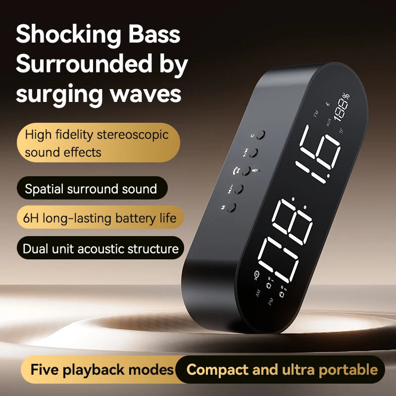 RGB LED Digital Alarm Clock with for Bluetooth Speaker FM Radio USB Charger Best Gift Choice-Plastic Cabinet