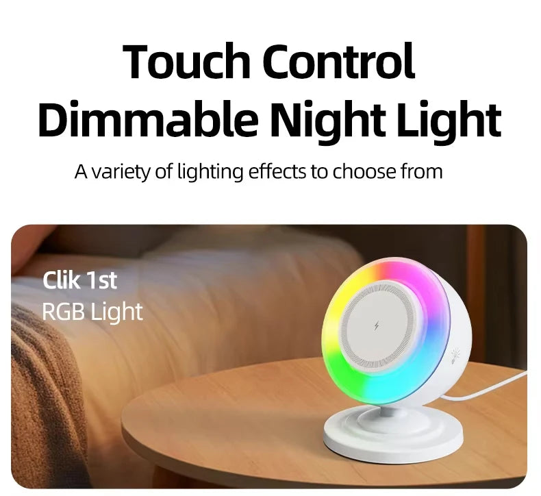Best Selling Products 2025 15W Output Power Three-in-One Wireless Charger with Speaker and RGB Night Light Wireless Charging