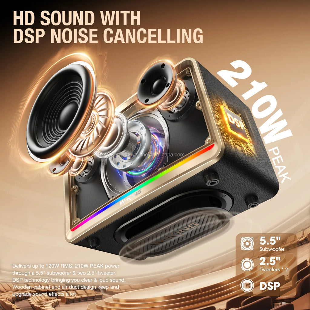 Wholesale W-King H330 Outdoor Bluetooth Speaker Karaoke Speakers Wireless Portable Subwoofer for Stores Bars Workshop Great Bass
