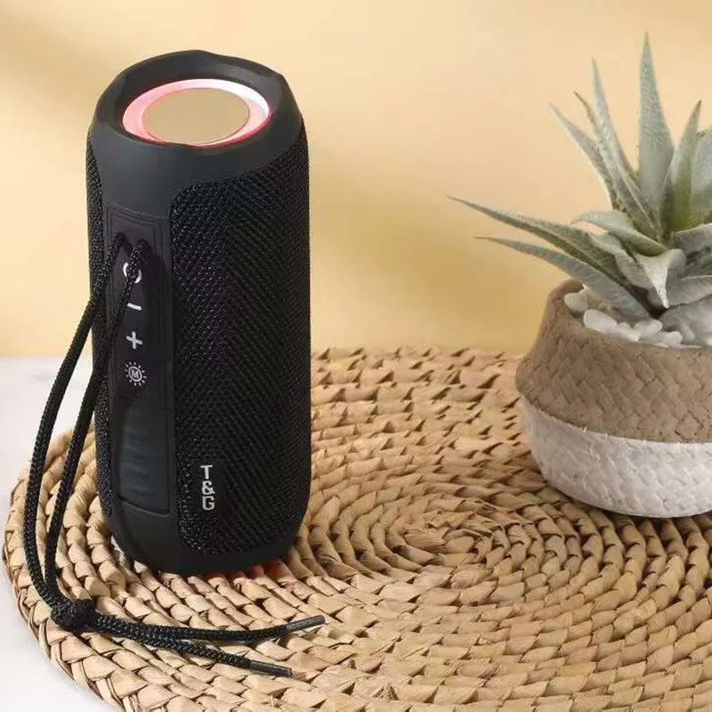TG227 Portable Outdoor Waterproof Wireless Speaker Mini Bass Subwoofer Column Boombox RGB TF Card FM Radio Support Plastic