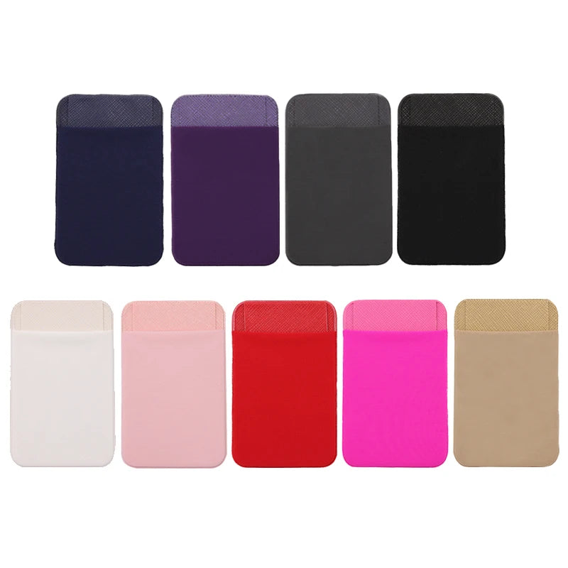Fashion Leather Card Holder Elastic Solid Adhesive Sticker for Cell Phones Pocket Wallet Case with Convenient Cell Phone Pocket