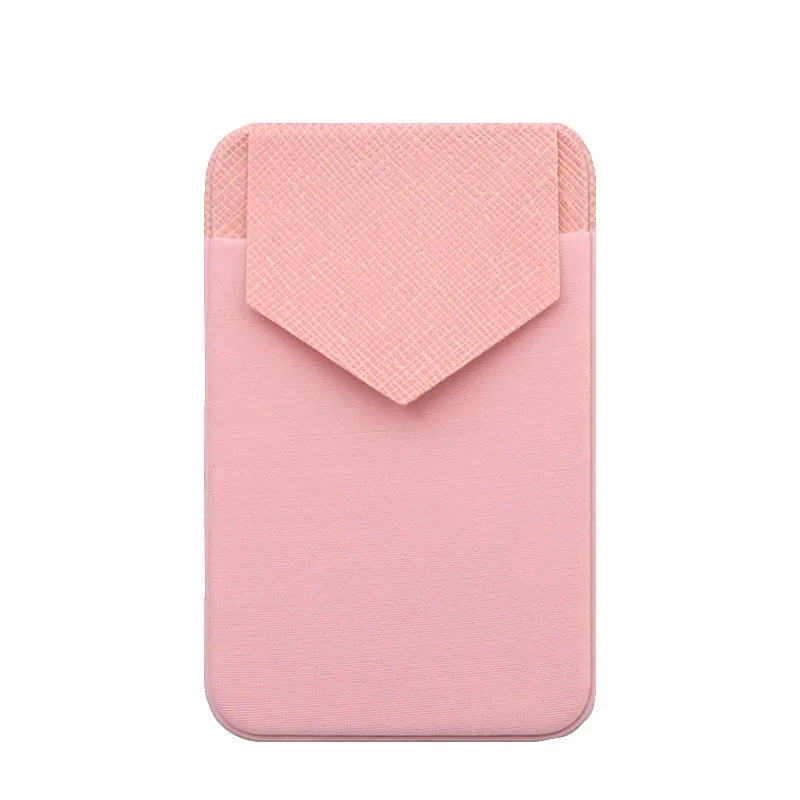 Fashion Leather Card Holder Elastic Solid Adhesive Sticker for Cell Phones Pocket Wallet Case with Convenient Cell Phone Pocket