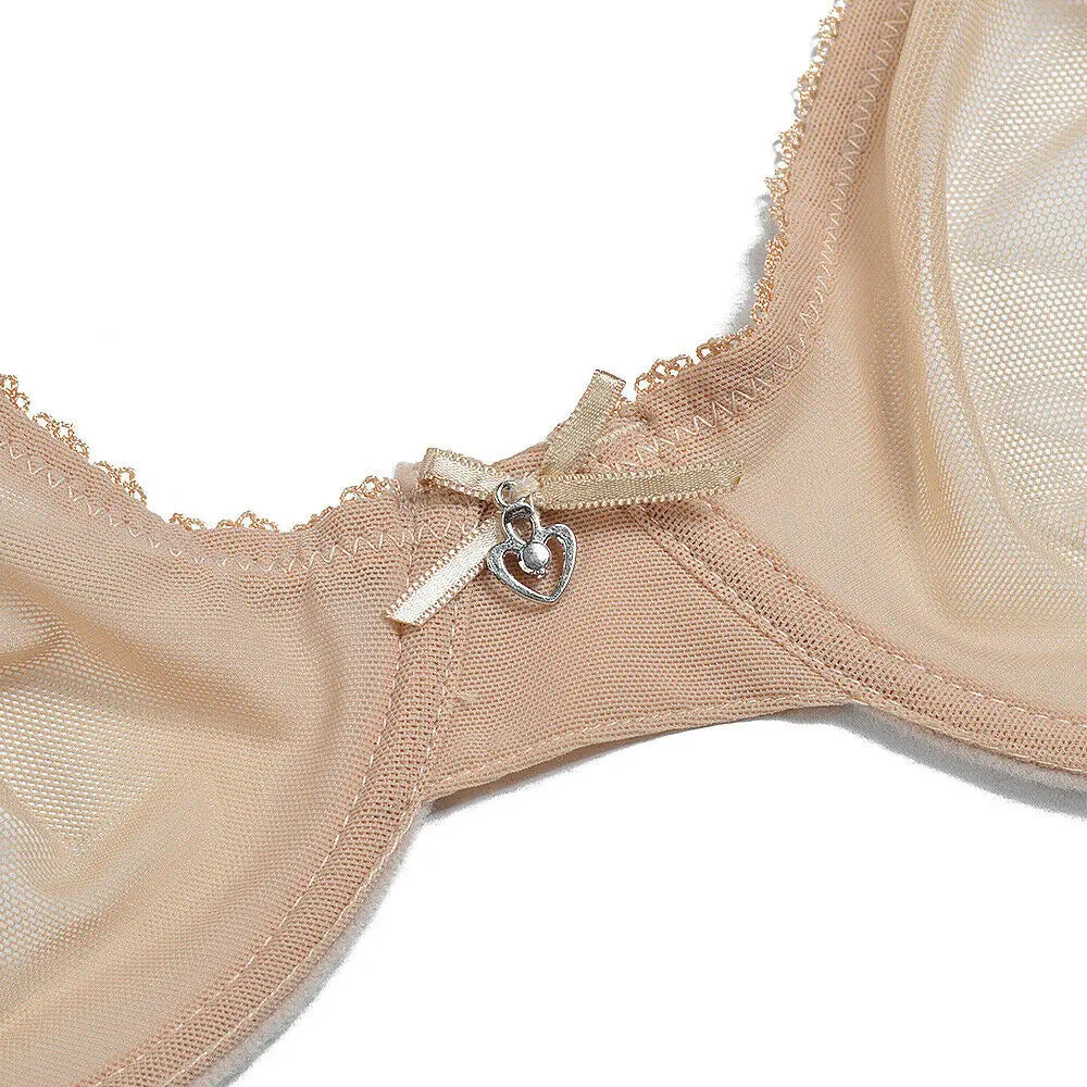 New Women bra panty see through M L XL XXL XXXL sexy gauze mesh transparent thin Bras B C D E F 75 80 85 90 95 100 Dropship