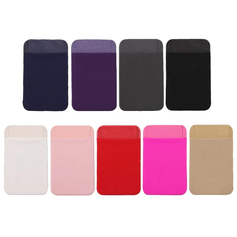Fashion Leather Card Holder Elastic Solid Adhesive Sticker for Cell Phones Pocket Wallet Case with Convenient Cell Phone Pocket