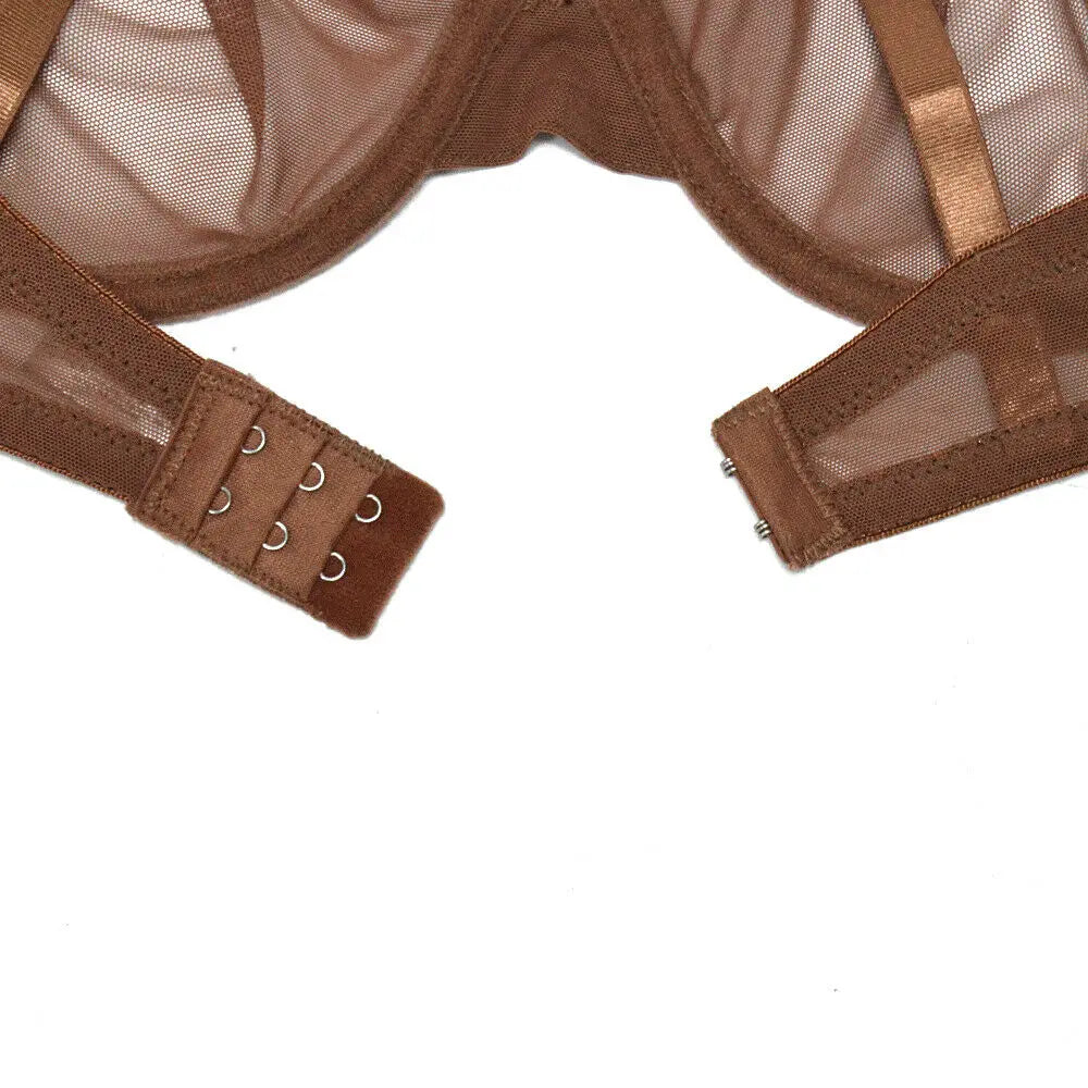 New Women bra panty see through M L XL XXL XXXL sexy gauze mesh transparent thin Bras B C D E F 75 80 85 90 95 100 Dropship