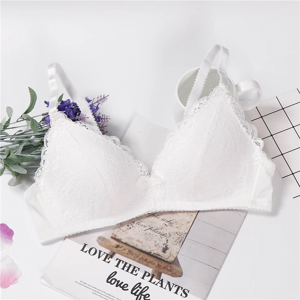 lingerie underwear women japanese pink bra plus size feminino lace intimates wire free bralette
