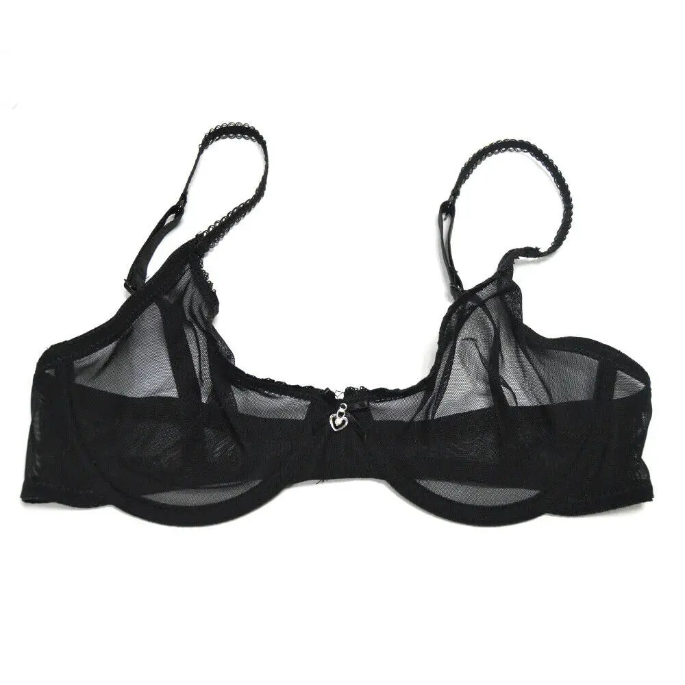 New Women bra panty see through M L XL XXL XXXL sexy gauze mesh transparent thin Bras B C D E F 75 80 85 90 95 100 Dropship