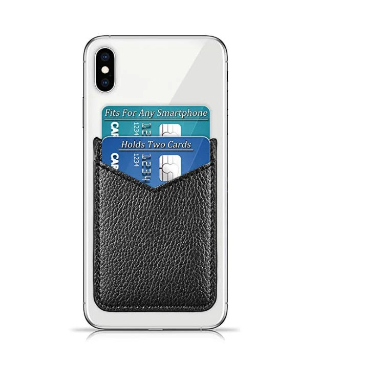 Fashion Leather Card Holder Elastic Solid Adhesive Sticker for Cell Phones Pocket Wallet Case with Convenient Cell Phone Pocket