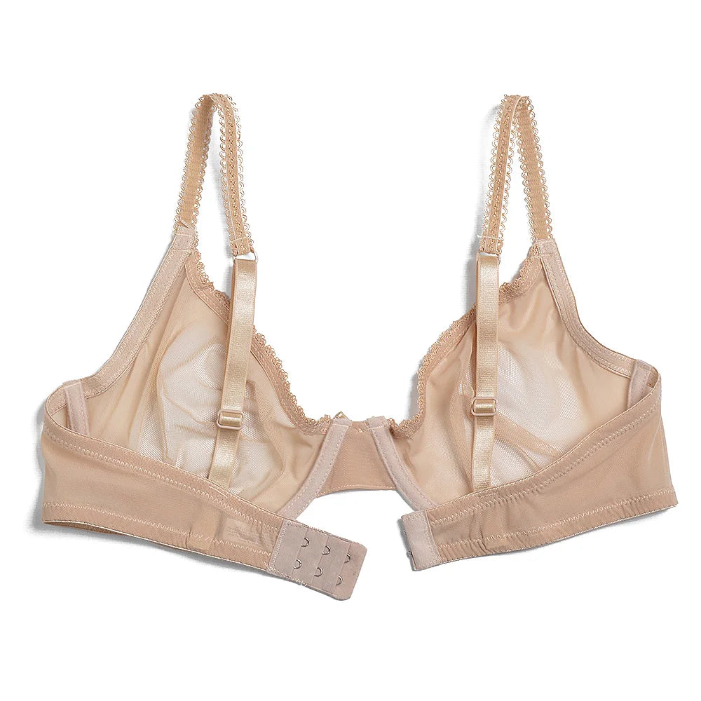New Women bra panty see through M L XL XXL XXXL sexy gauze mesh transparent thin Bras B C D E F 75 80 85 90 95 100 Dropship