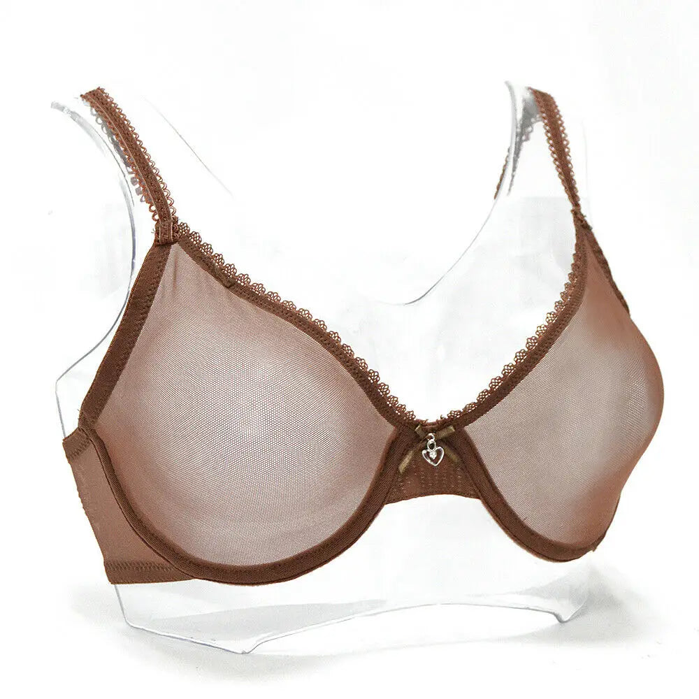 New Women bra panty see through M L XL XXL XXXL sexy gauze mesh transparent thin Bras B C D E F 75 80 85 90 95 100 Dropship