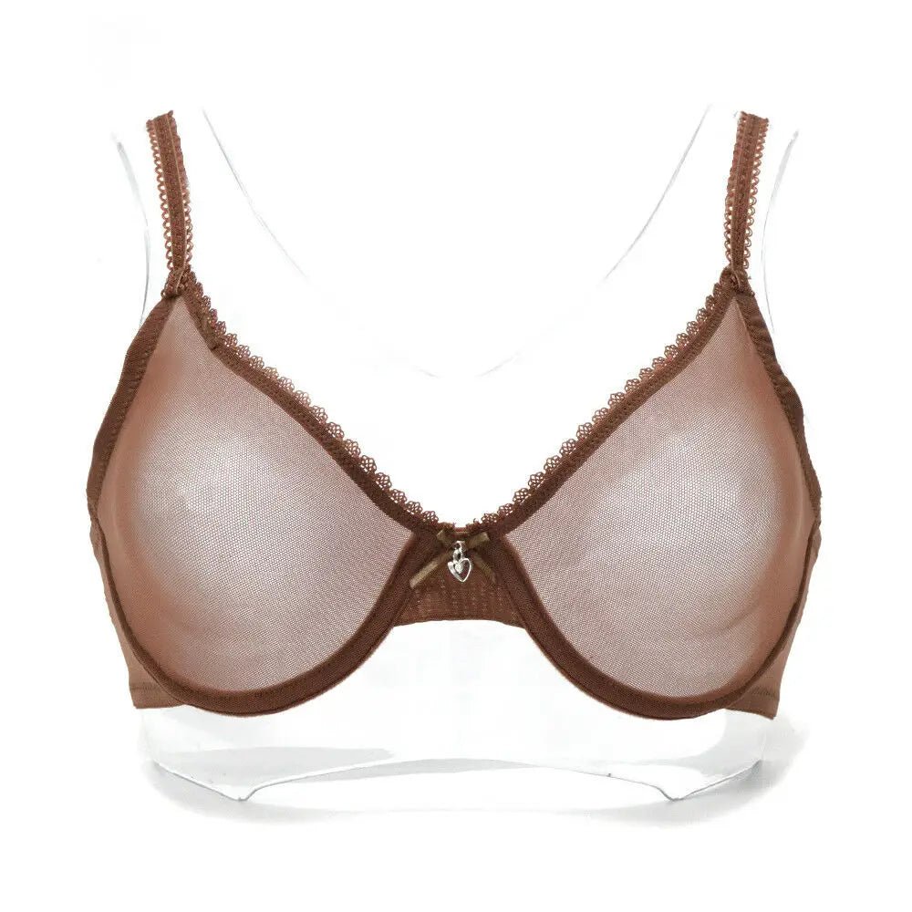 New Women bra panty see through M L XL XXL XXXL sexy gauze mesh transparent thin Bras B C D E F 75 80 85 90 95 100 Dropship