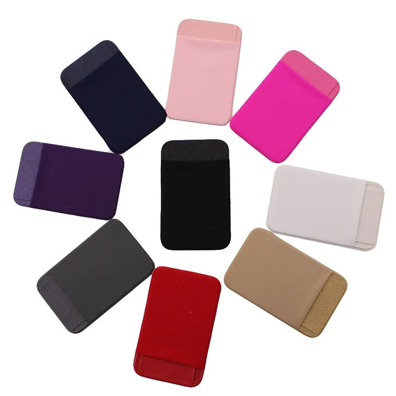 Fashion Leather Card Holder Elastic Solid Adhesive Sticker for Cell Phones Pocket Wallet Case with Convenient Cell Phone Pocket