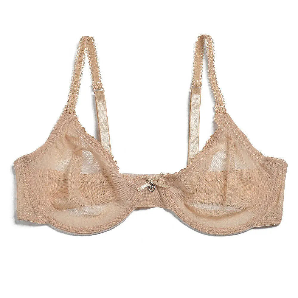 New Women bra panty see through M L XL XXL XXXL sexy gauze mesh transparent thin Bras B C D E F 75 80 85 90 95 100 Dropship