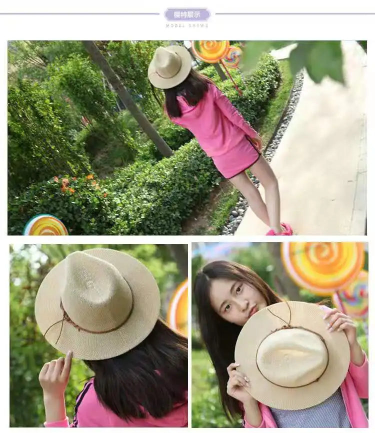 Summer hat new straw yarn lady's sun hat ，Sun and ultraviolet protection，Wide brimmed straw hat