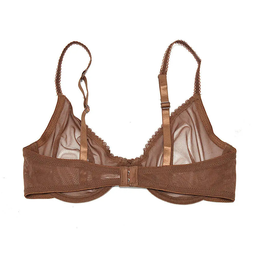 New Women bra panty see through M L XL XXL XXXL sexy gauze mesh transparent thin Bras B C D E F 75 80 85 90 95 100 Dropship