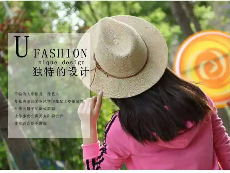 Summer hat new straw yarn lady's sun hat ，Sun and ultraviolet protection，Wide brimmed straw hat
