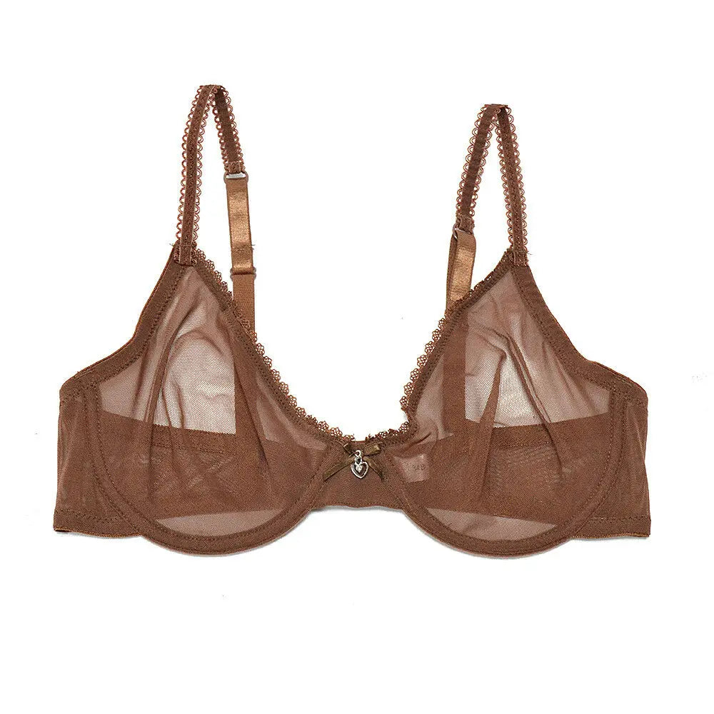 New Women bra panty see through M L XL XXL XXXL sexy gauze mesh transparent thin Bras B C D E F 75 80 85 90 95 100 Dropship