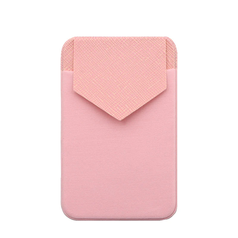 Fashion Leather Card Holder Elastic Solid Adhesive Sticker for Cell Phones Pocket Wallet Case with Convenient Cell Phone Pocket