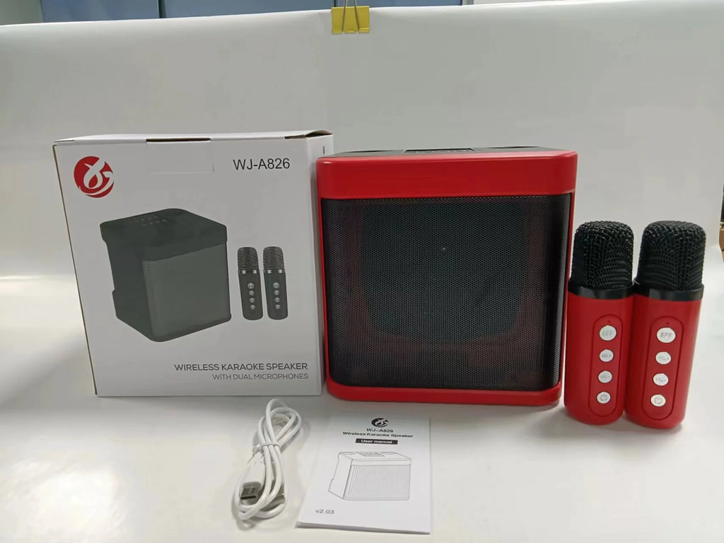 YS210 Mini Bluetooth Speaker Microphone Wireless Portable Subwoofer Ys-203 Wireless Karaoke Speaker With 2 Microphones Kd-203