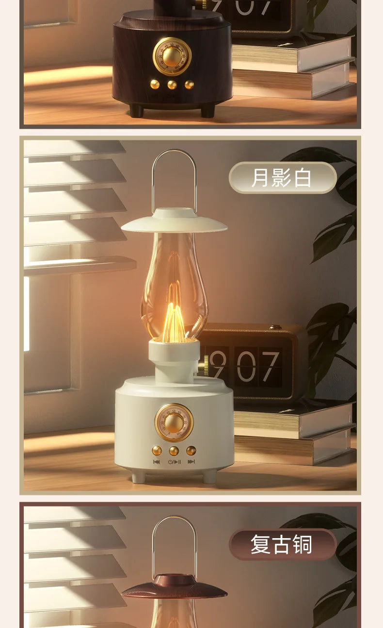 New Kerosene Lamp Retro Bluetooth 5.3 Speaker Outdoor Portable Flame Camping Atmosphere Light Table Small Night Light