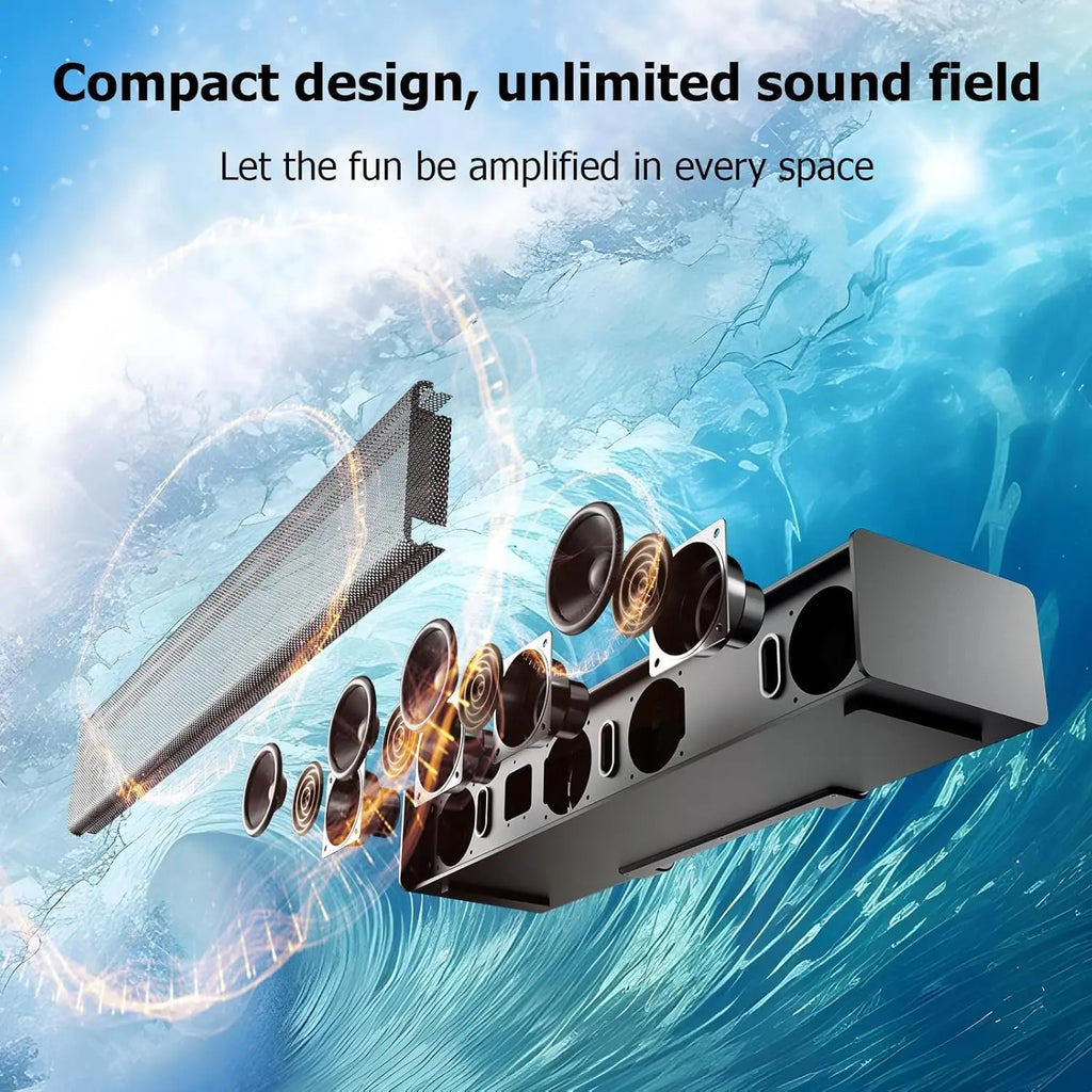 5.1CH Sound Bar with Dolby Atmos, with Wireless Subwoofer and 2 Surround Speakers, 410W Bluetooth Surround Sound System