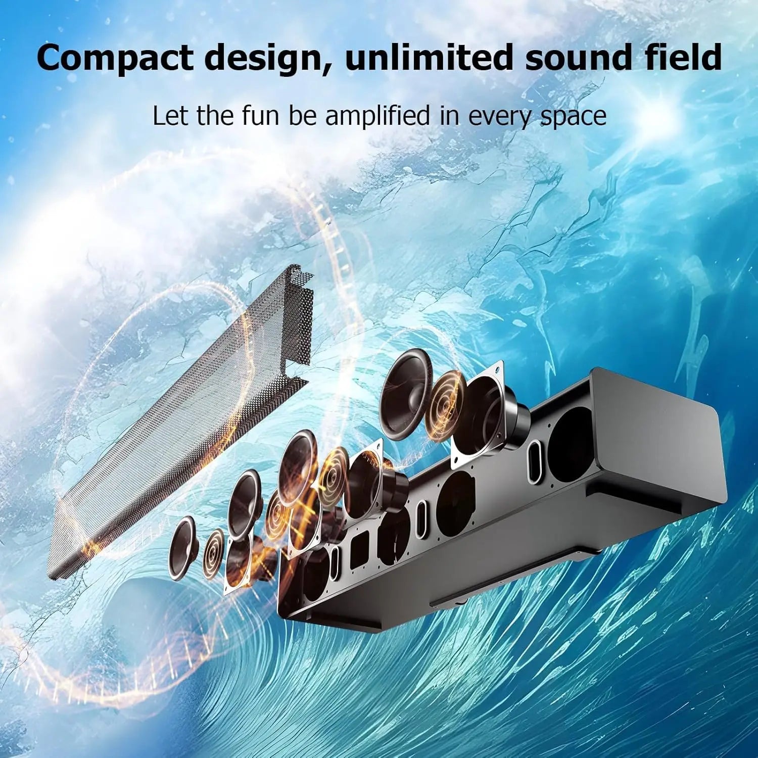 5.1CH Sound Bar with Dolby Atmos, with Wireless Subwoofer and 2 Surround Speakers, 410W Bluetooth Surround Sound System