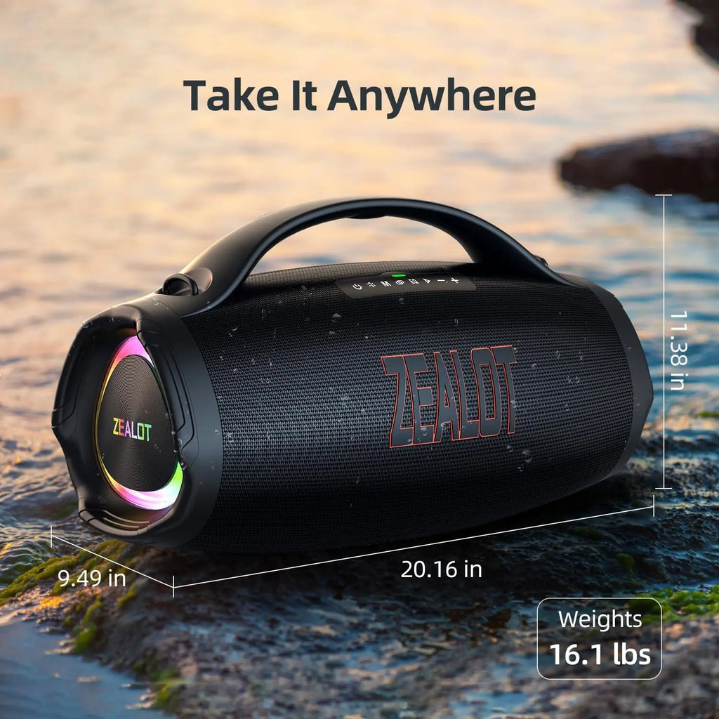 ZEALOT 2025 Portable for Bluetooth Speaker IPX6 Waterproof 36000mAh Powerbank EQ USB/TF/AUX Great Bass for Home Outdoor