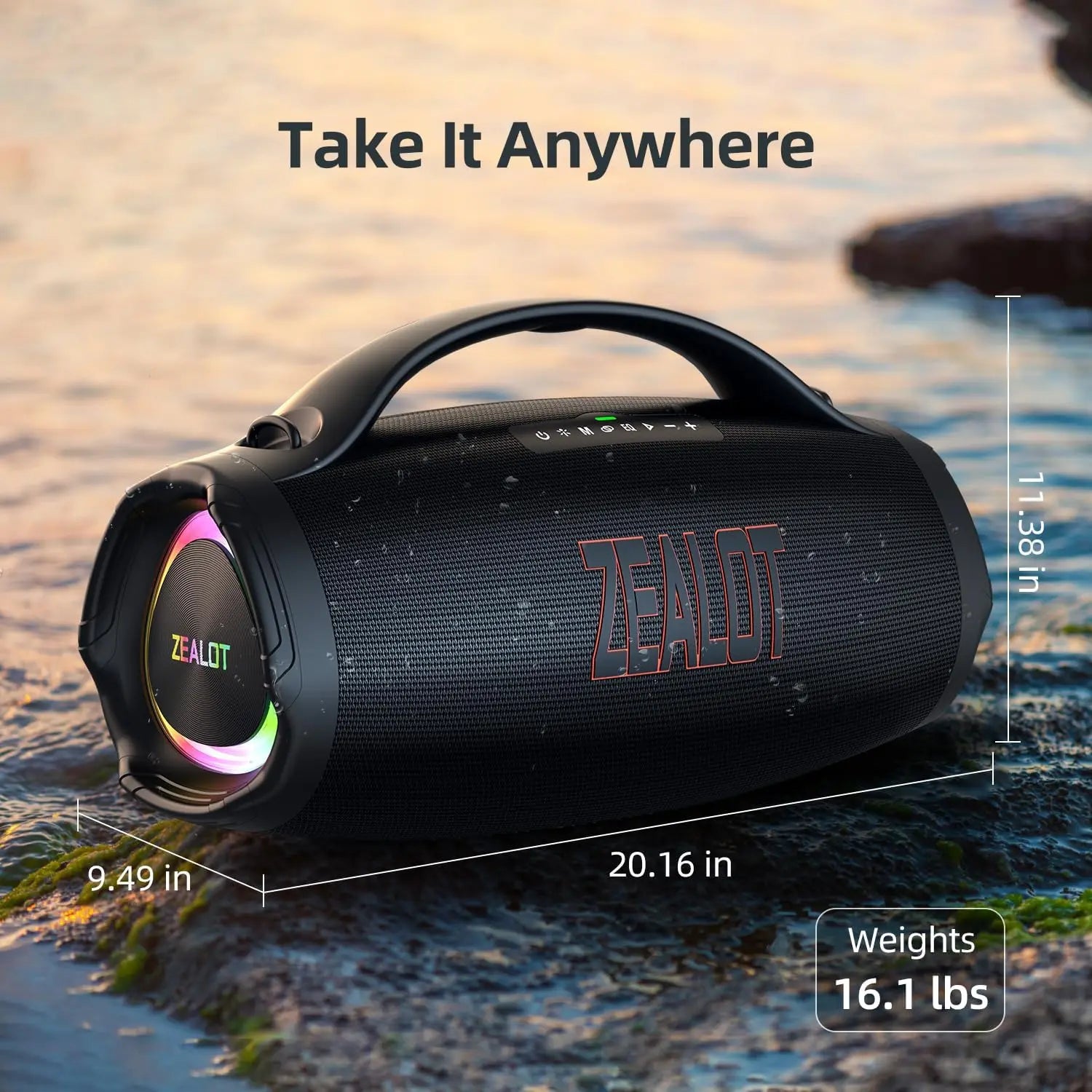 ZEALOT 2025 Portable for Bluetooth Speaker IPX6 Waterproof 36000mAh Powerbank EQ USB/TF/AUX Great Bass for Home Outdoor