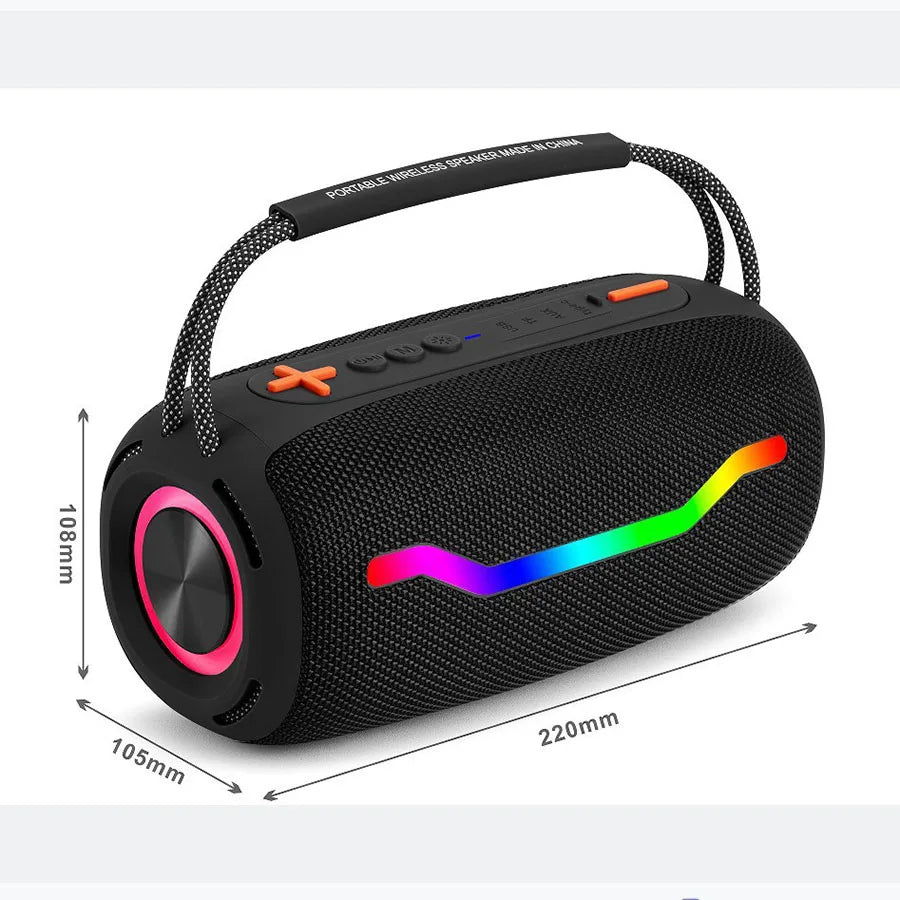 Portable Wireless for Speaker with Boosted Bass RGB LED Lighting Memory Card Support for Party & Outdoor Use Home Theatre
