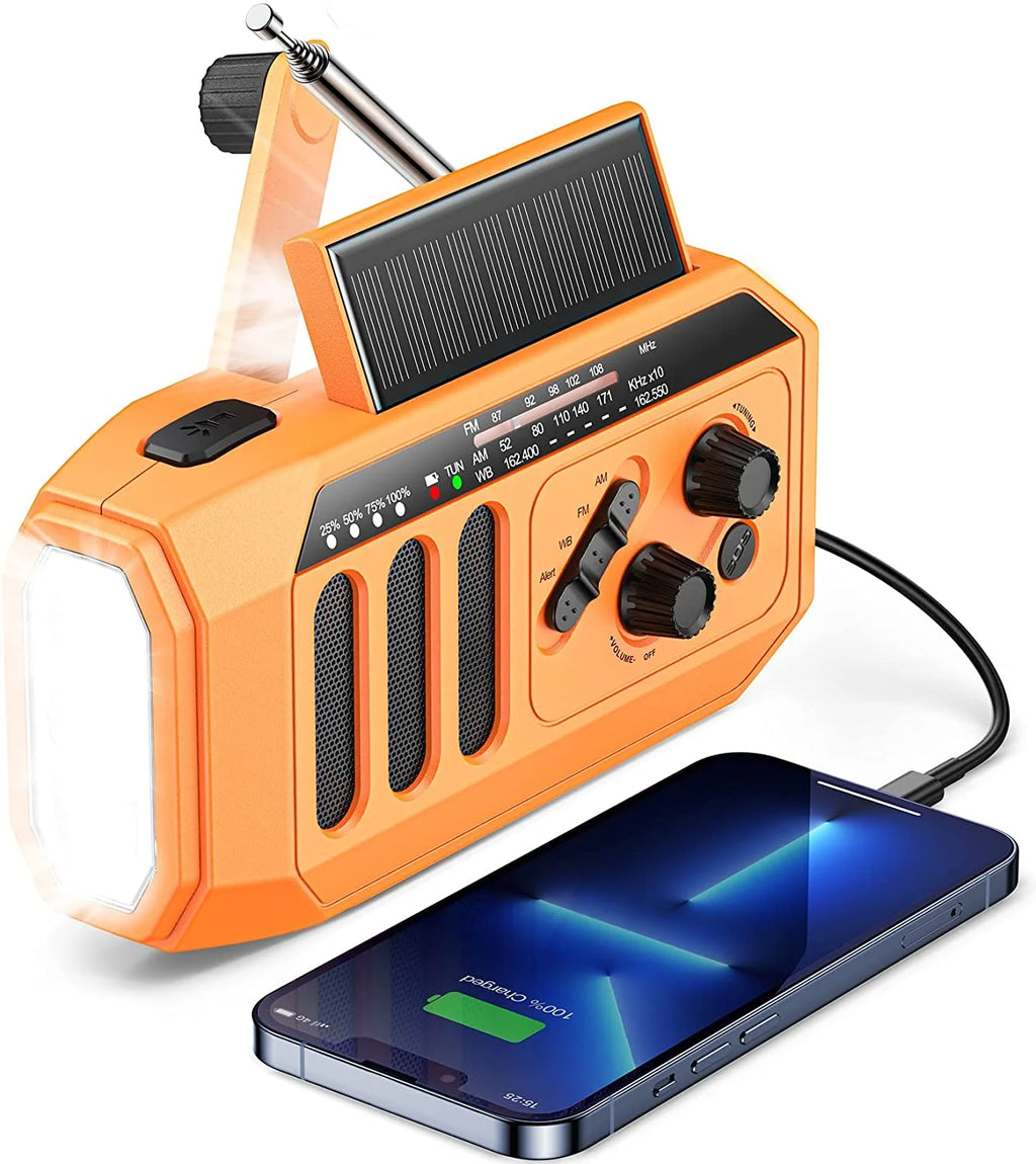 Solar Powered & Crank Hand-Operated Power Portable Wireless Speaker with FM Radio USB/TF/FM/BT/TWS/LED Flashlight