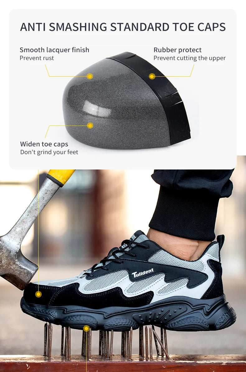 Safety Work Shoes Men Anti-Smashing Indestructible Steel Toe Cap Puncture-Proof shoes Lightweight Male Sofe Women Cosy Sneakers