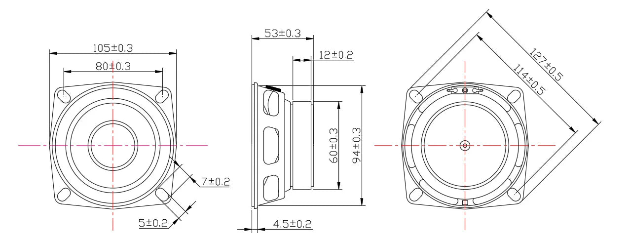 In Stock 4 Inch Square Outdoor Multimedia Waterproof Full Range Stage for Bluetooth Speaker 4 Ohm 20 Watt
