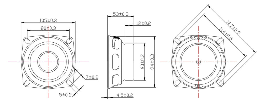 In Stock 4 Inch Square Outdoor Multimedia Waterproof Full Range Stage for Bluetooth Speaker 4 Ohm 20 Watt