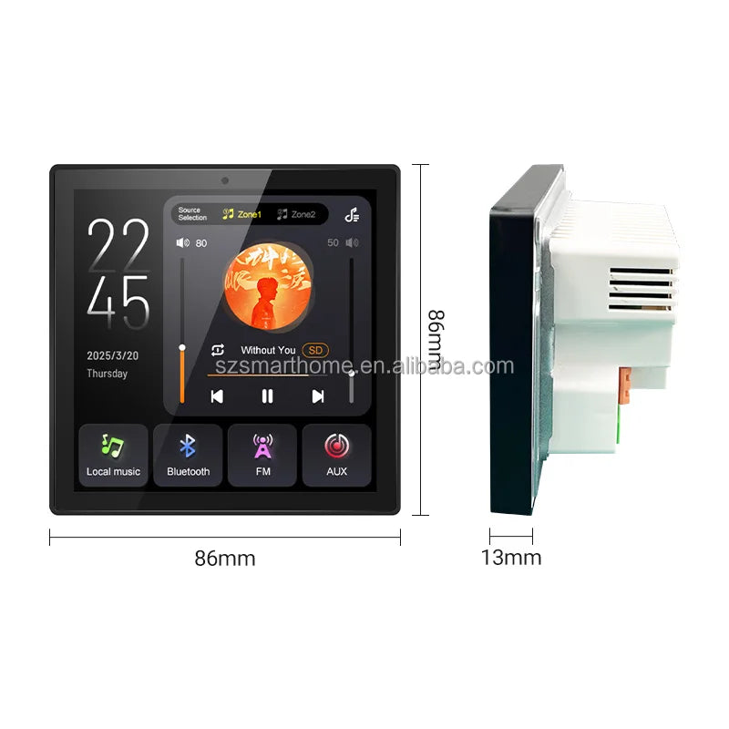 2 Zone Music Touch Screen TF/USB/AUX/Radio Home Theater Playing System Media Player for Smart Home