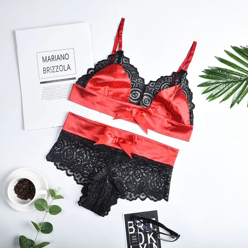 Two Pieces Set Lace Bra And Panty Sets Women Sexy Half Cup Bra Fashion Intimates Shorts Suit Summer Rave Festival Sexy Outfits