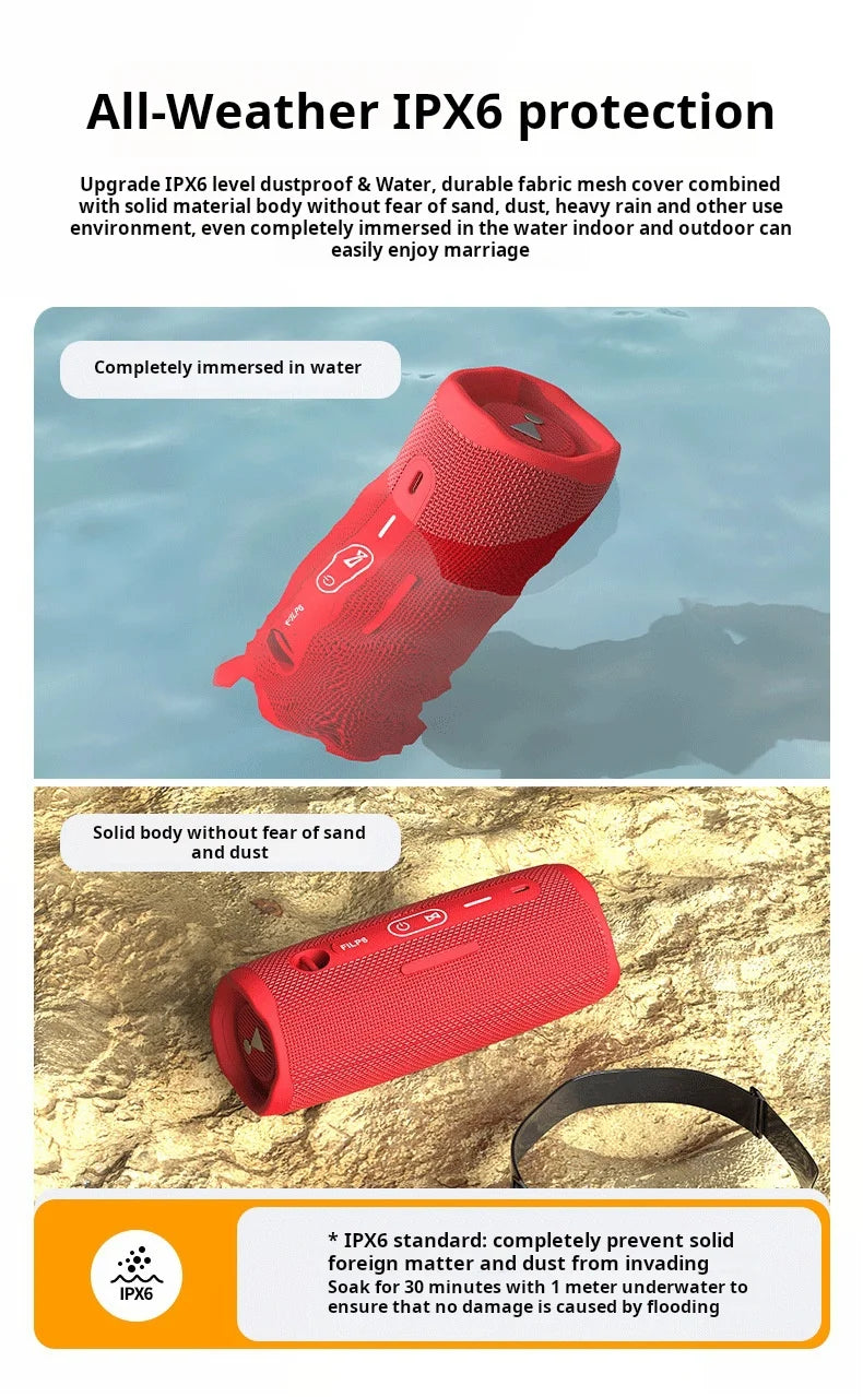 6 Outdoor Waterproof Speaker Can TF Card Slot Wireless Subwoofer Mini Portable Speakers Party Subwoofer  Speaker