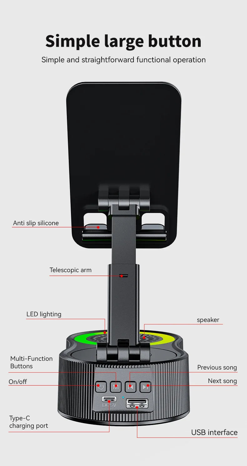 New 5 1 RGB Light Wireless for Speaker Bank 5W Output Built-in Microphone Outdoor Stand Phone Holder for Mobile Phone