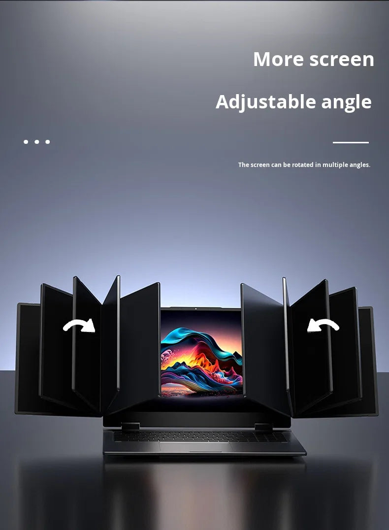 New Three-Screen Metal Laptop Core I7 English Stock Trading Computer Foldable Extended Screen Portable Office Finance